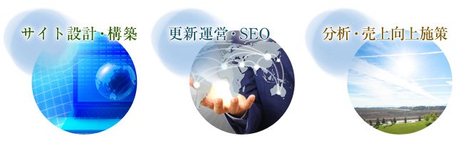 サイト設計・構築 / 更新運営・SEO / 分析・売上向上施策