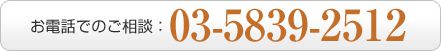 お電話でのご連絡:03-5839-2512